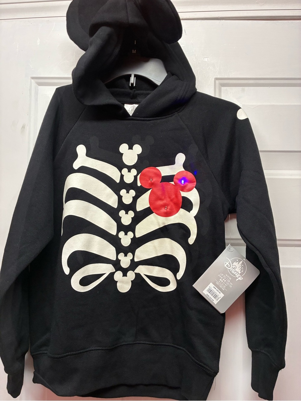 Disney Black light up Skeleton Mickey Ear Hoodie Sweatshirt